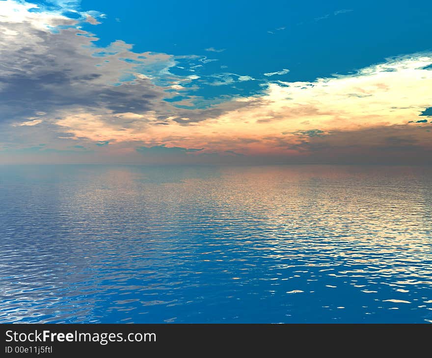 Beautiful sea and blue sky - digital artwork. Beautiful sea and blue sky - digital artwork