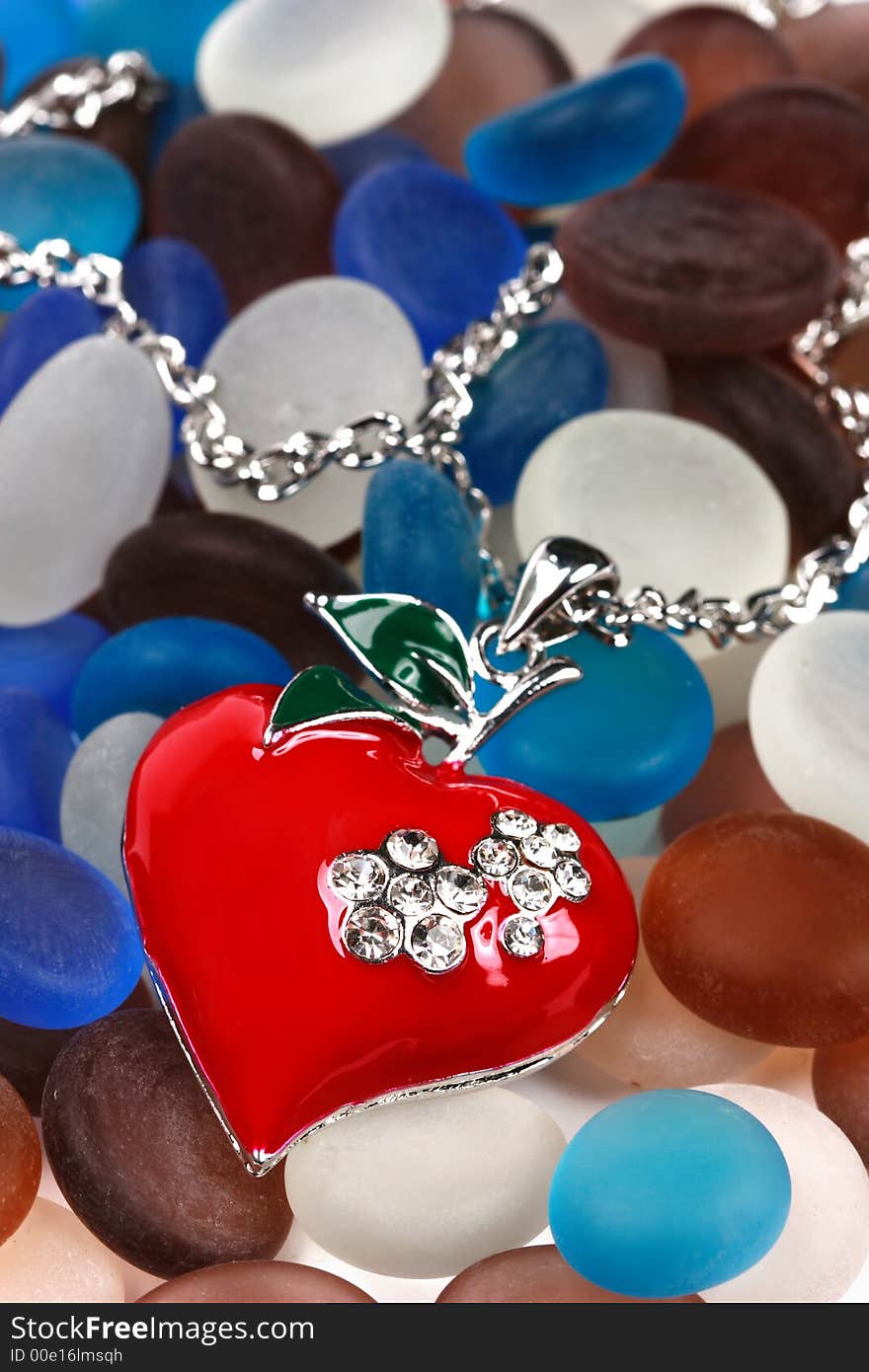 Close up of a heart, strawberry jewelry. Close up of a heart, strawberry jewelry