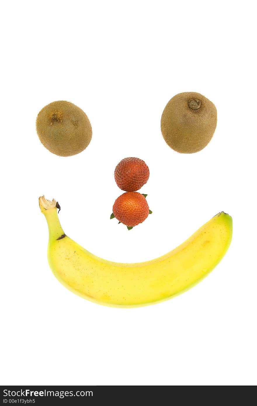 Happy smiley fruit face isolated on a white background. Happy smiley fruit face isolated on a white background