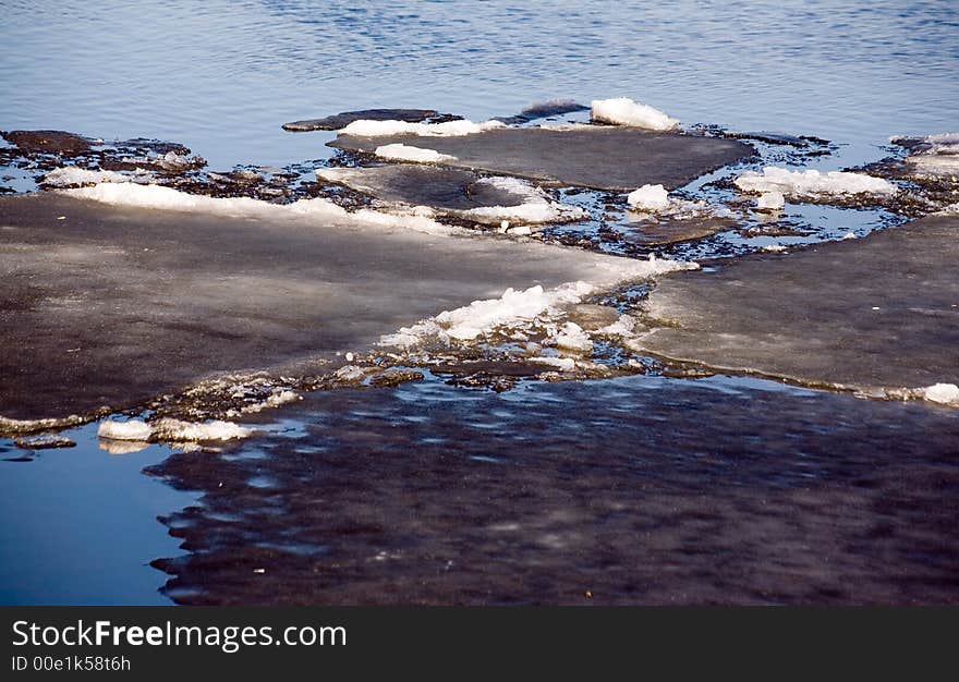 Spring ice on the river Neva in St.-Petersburg