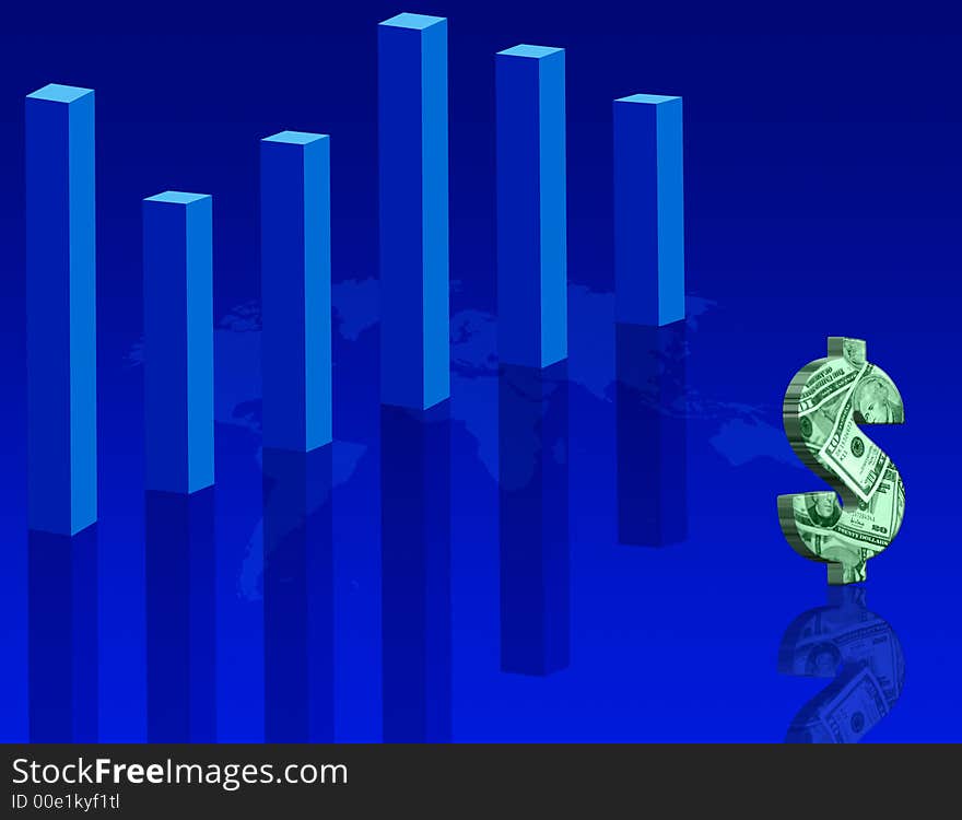 Bar Chart and Dollar Symbol. Bar Chart and Dollar Symbol