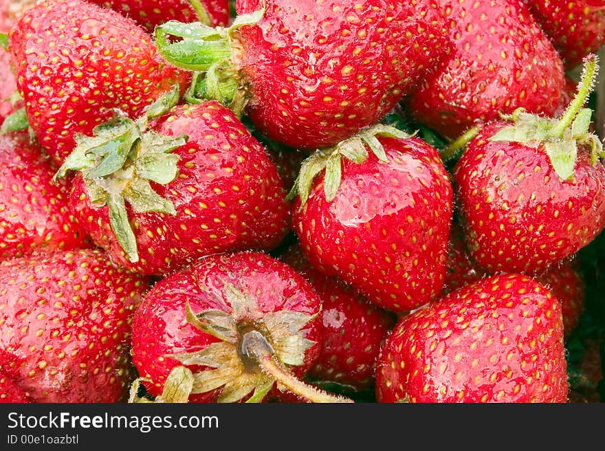 A close-up fresh strawberries. A close-up fresh strawberries