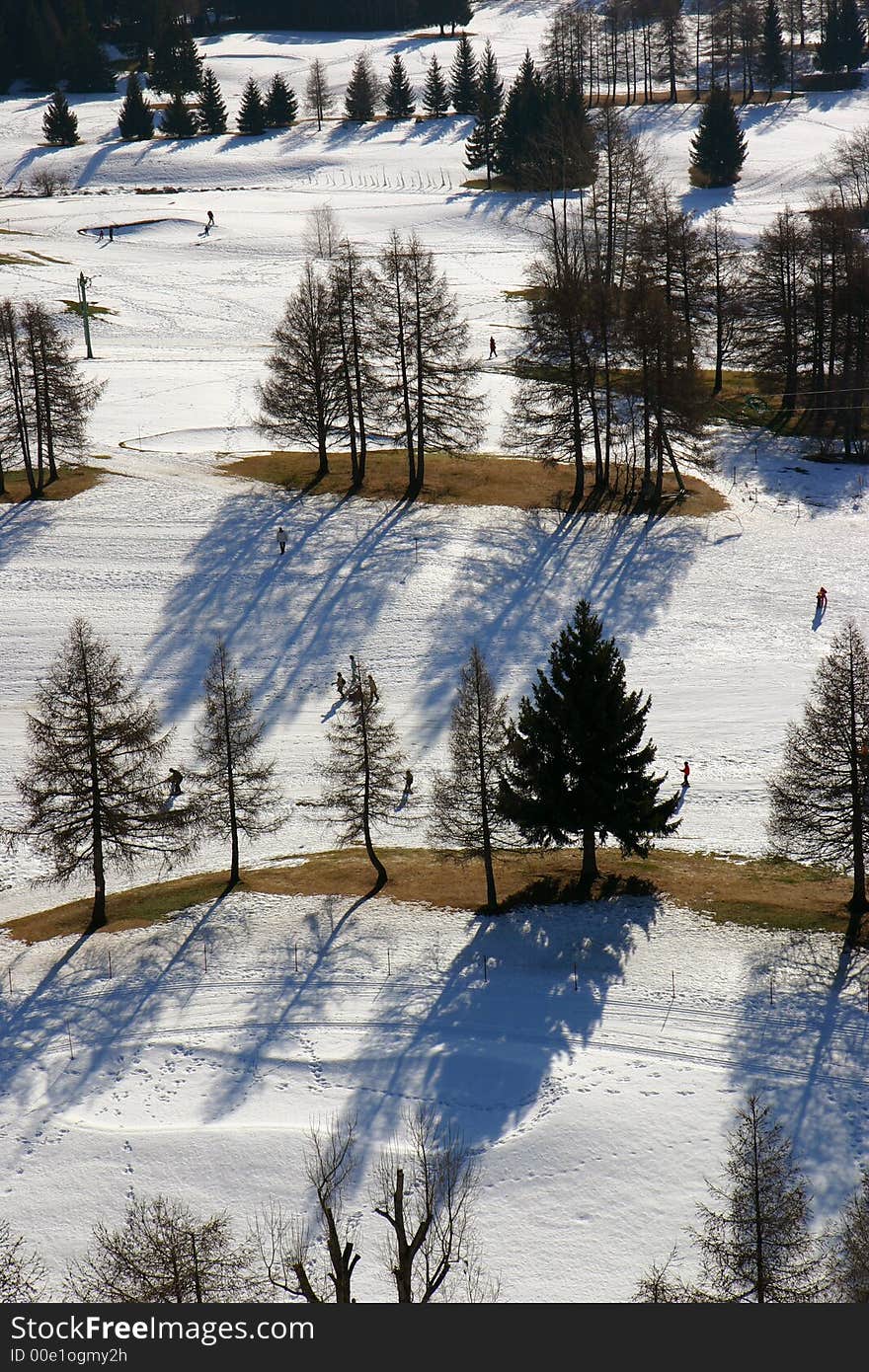 Aerial snow scene