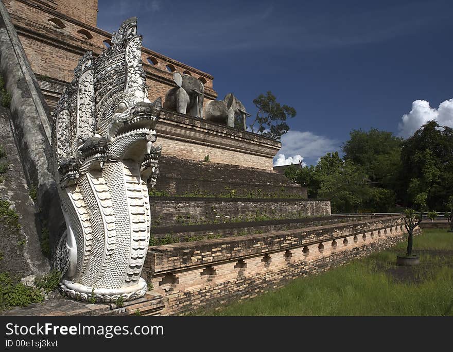 Architectural of Chediluang temple in Chiang Mai / Thailand. Architectural of Chediluang temple in Chiang Mai / Thailand