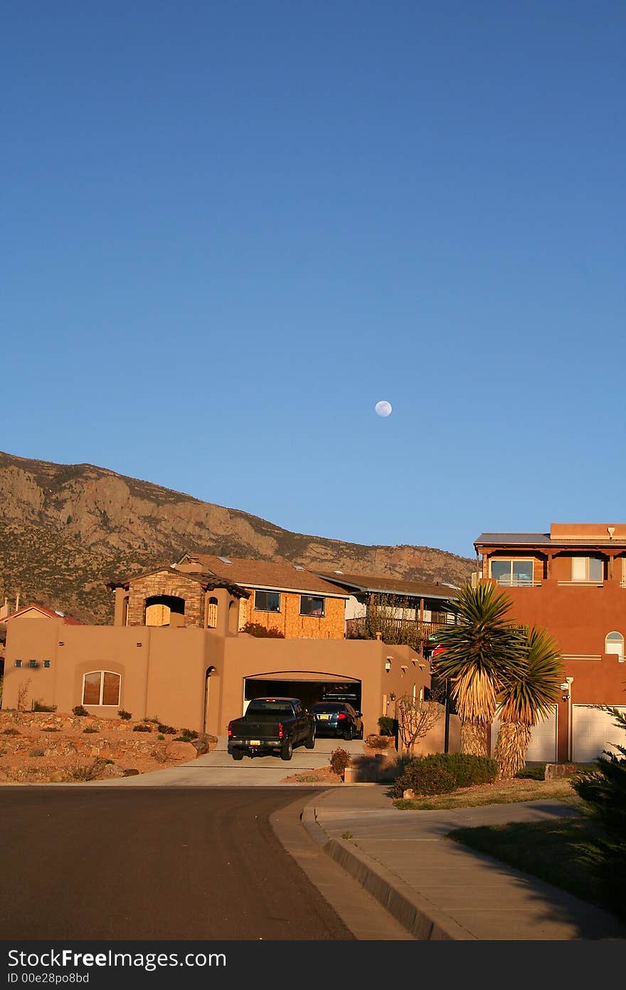 Southwestern homes with moon and mountains. Southwestern homes with moon and mountains