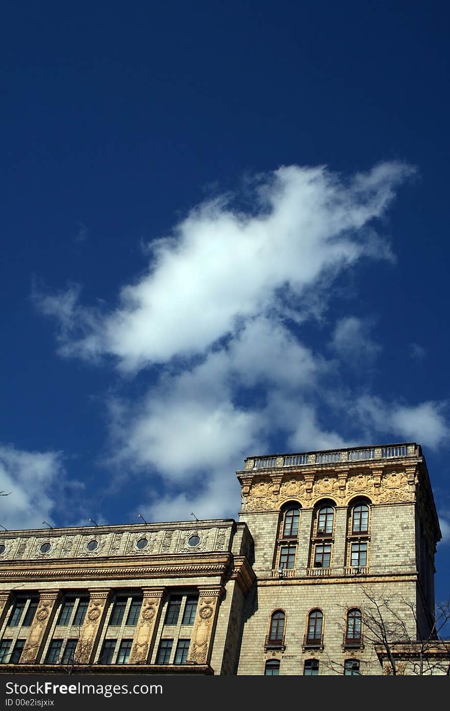 Old building and sky at city.