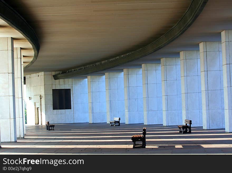 Benches at some building