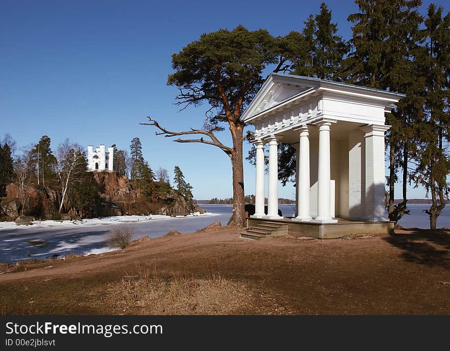 Architectural compositions in landscape park