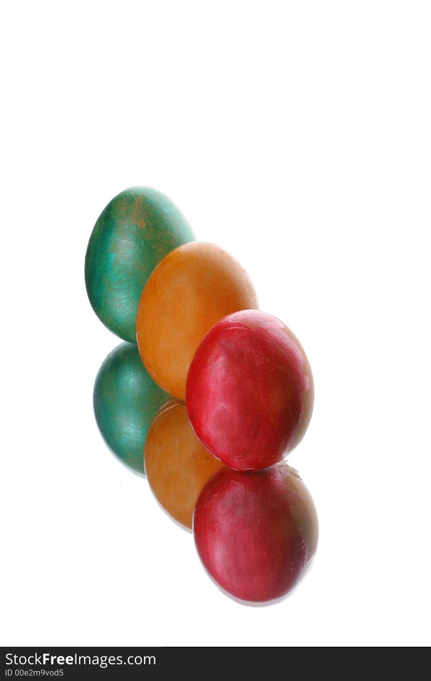 Colored easter eggs on a white background