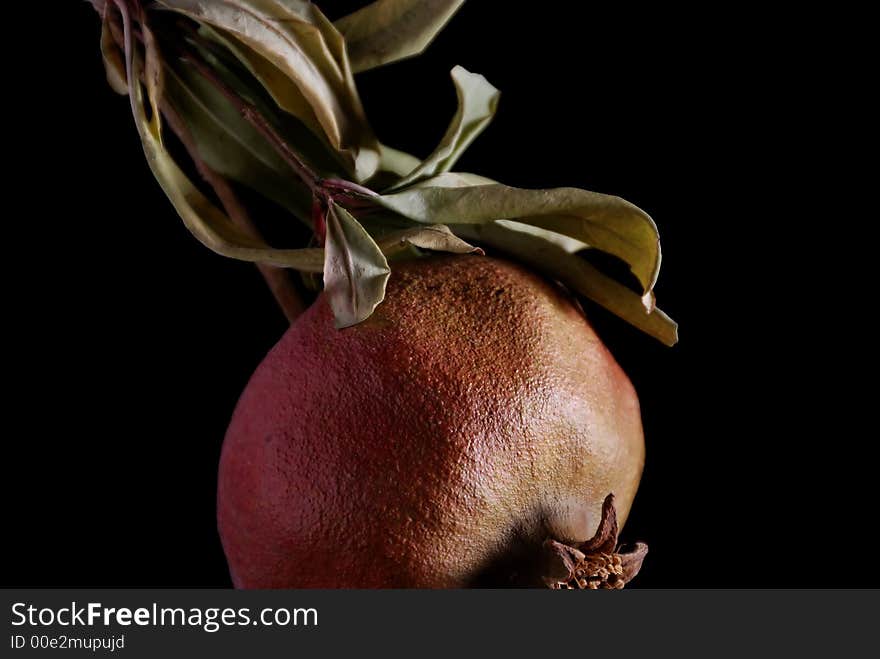 Closeup of pomegranade on dark background