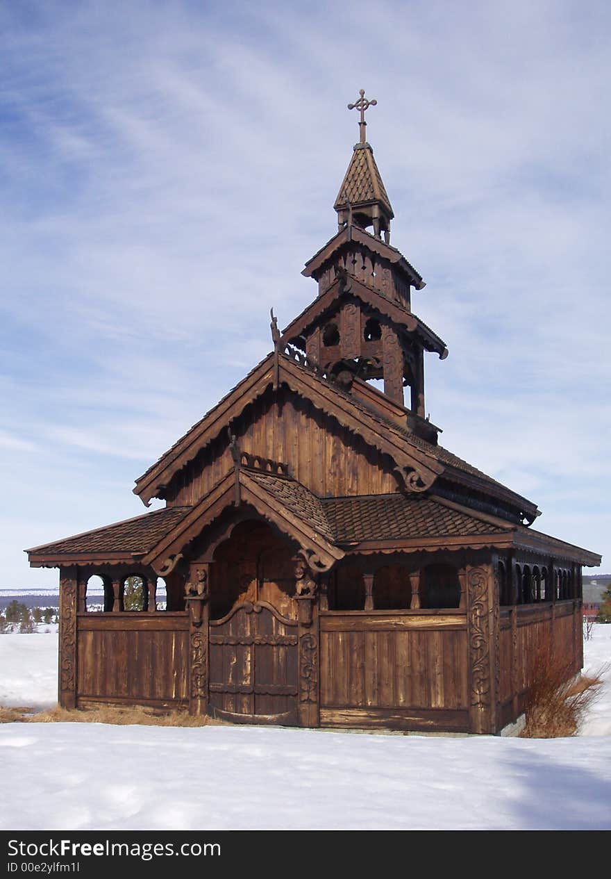 A small church in the mountains. Golsfjellet, Norway. A small church in the mountains. Golsfjellet, Norway