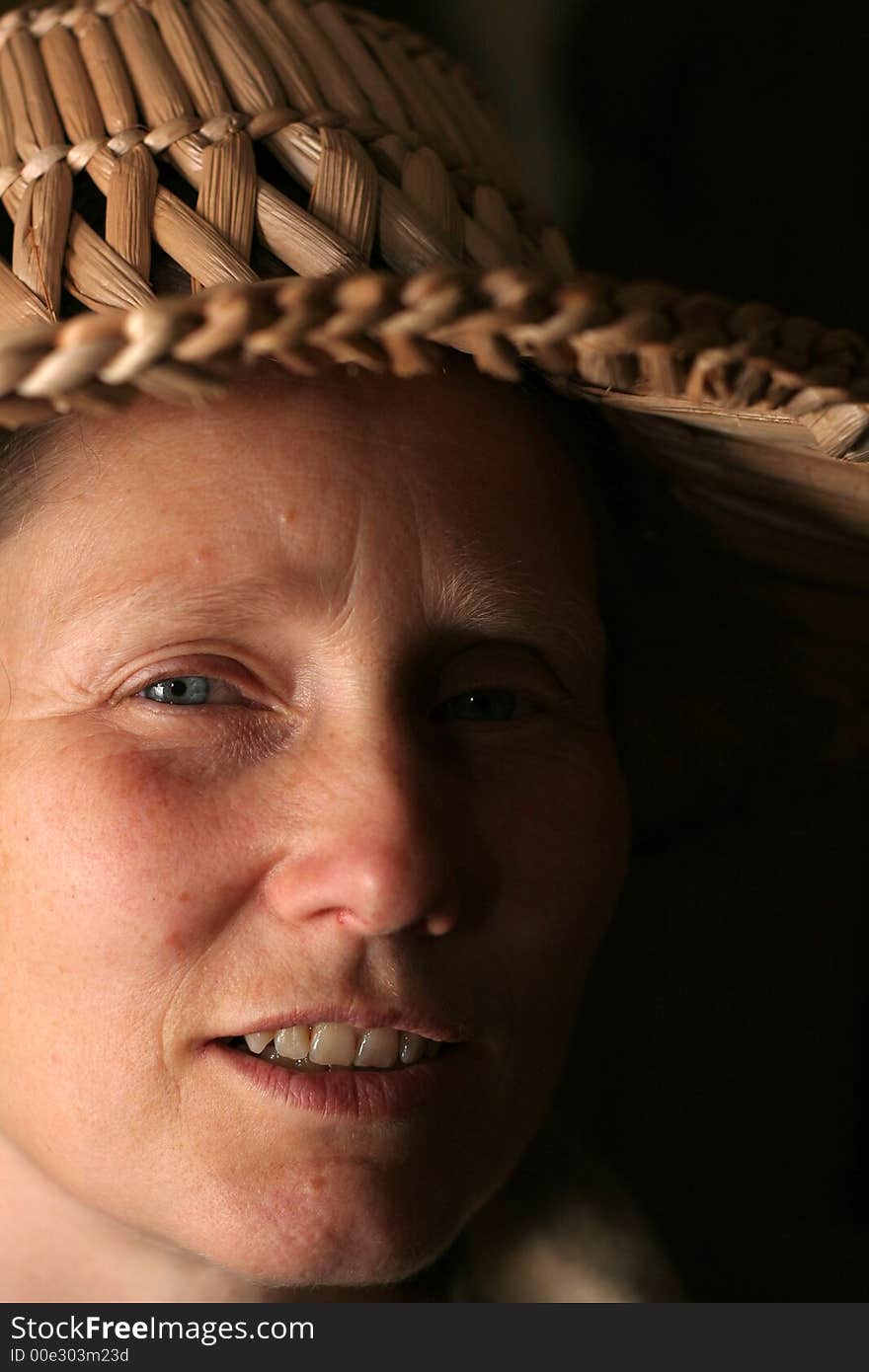 Woman in straw hat