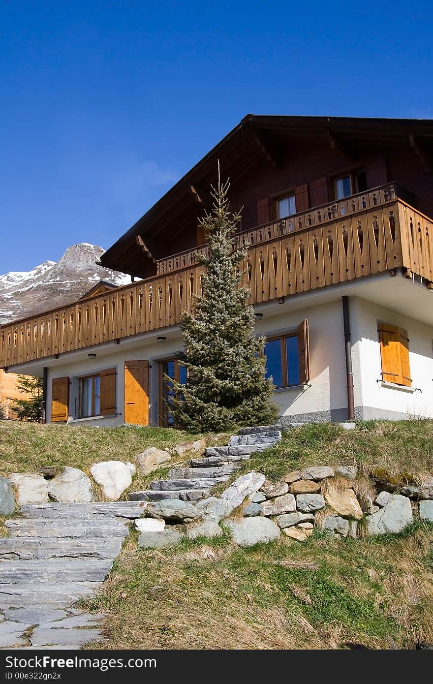 Beautiful Swiss chalet on a mountain. Beautiful Swiss chalet on a mountain