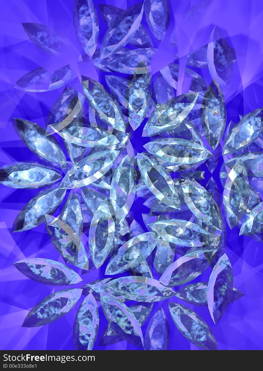 Amethyst flowers on the blue background, shining jewelry. Illustration made on computer. Amethyst flowers on the blue background, shining jewelry. Illustration made on computer.