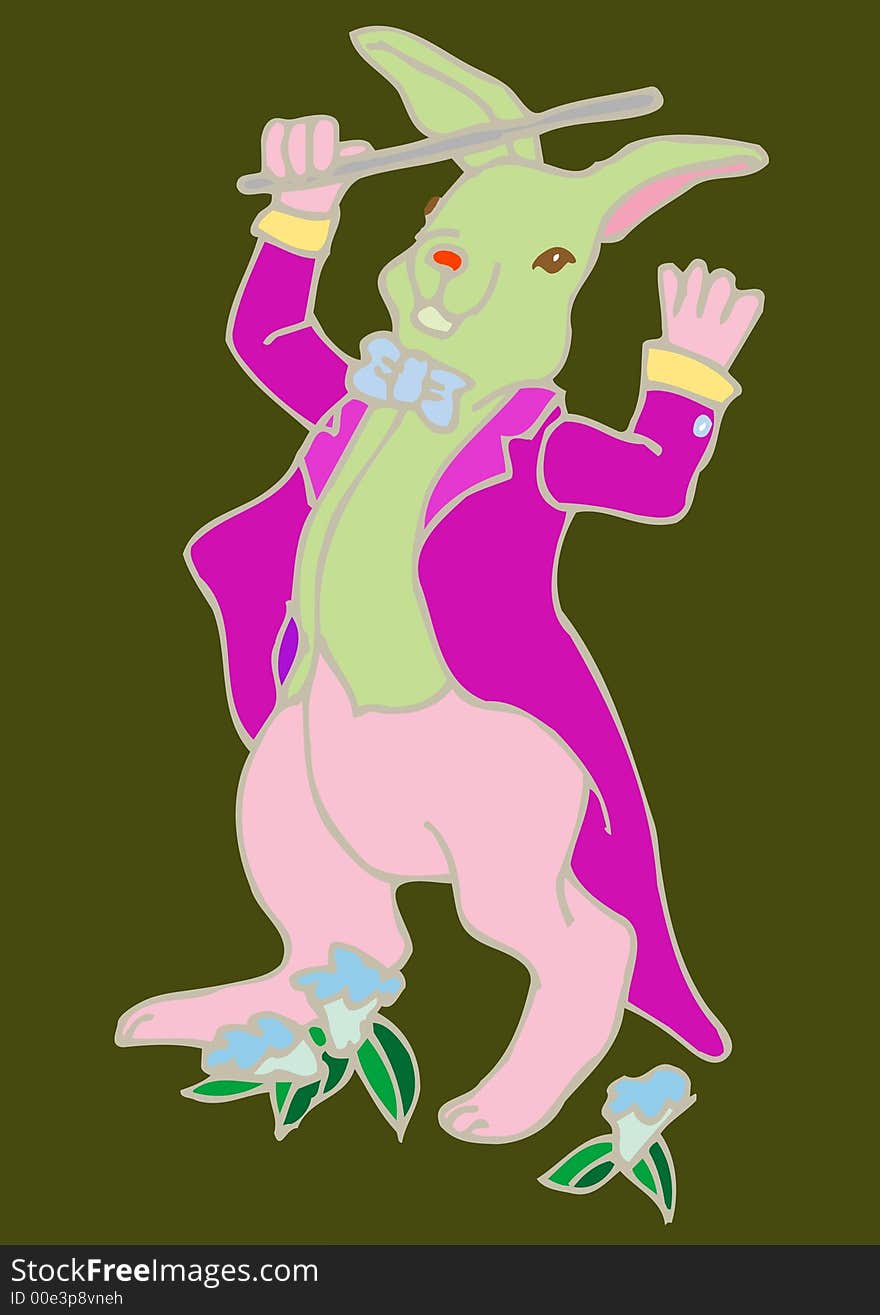 Illustration of a rabbit musician generated on the computer. Illustration of a rabbit musician generated on the computer