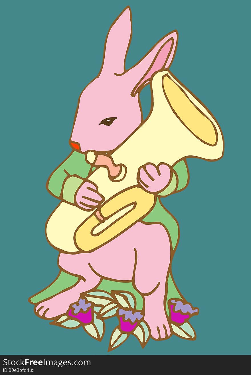 Illustration of a rabbit musician generated on the computer. Illustration of a rabbit musician generated on the computer