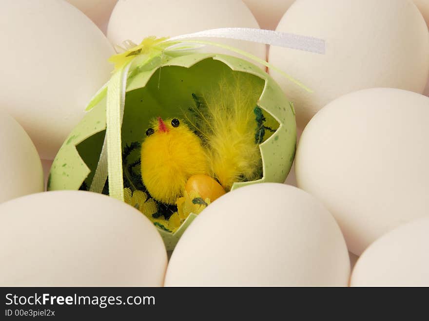 Easter Chicken with eggs around. Easter Chicken with eggs around