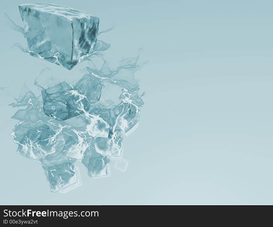 3d abstract smoked ice on soft blue background