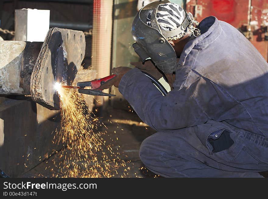 Arc welder working on dayshift. Arc welder working on dayshift