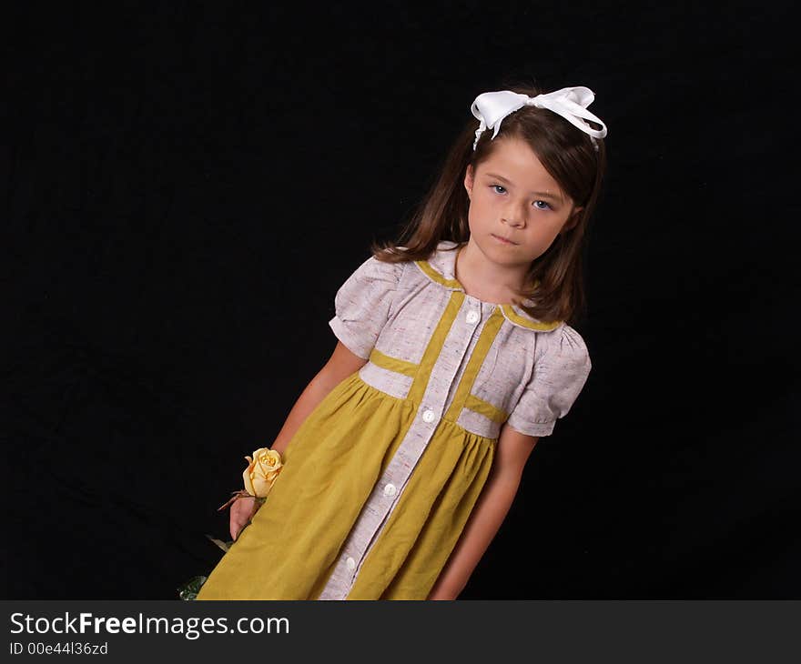 Little girl with a vintage green dress. Little girl with a vintage green dress