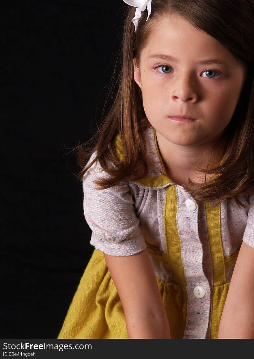 Little girl with a vintage green dress. Little girl with a vintage green dress