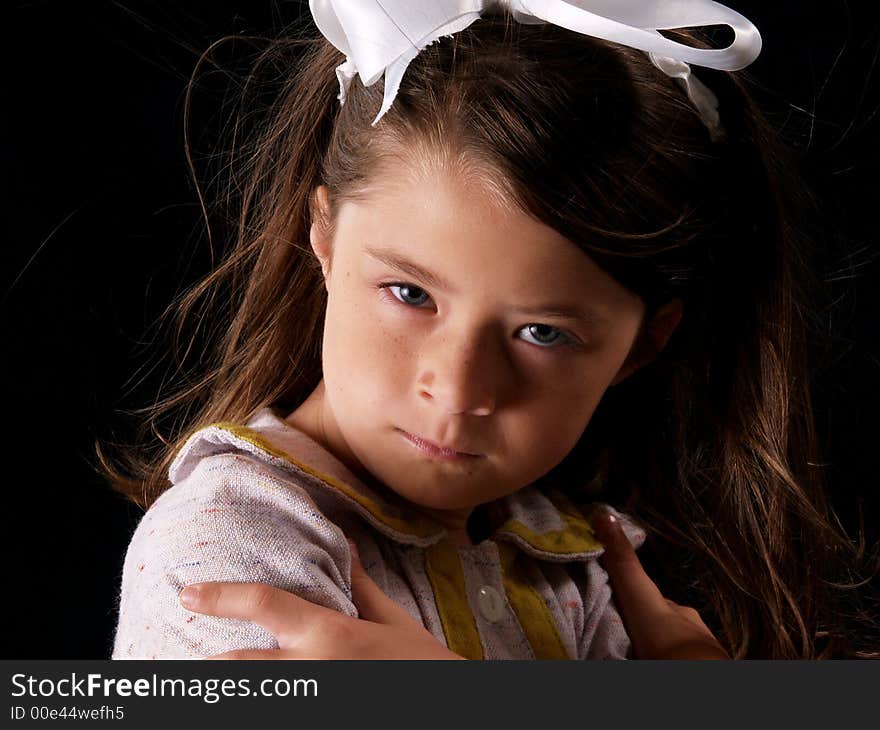 Little girl with a vintage green dress. Little girl with a vintage green dress