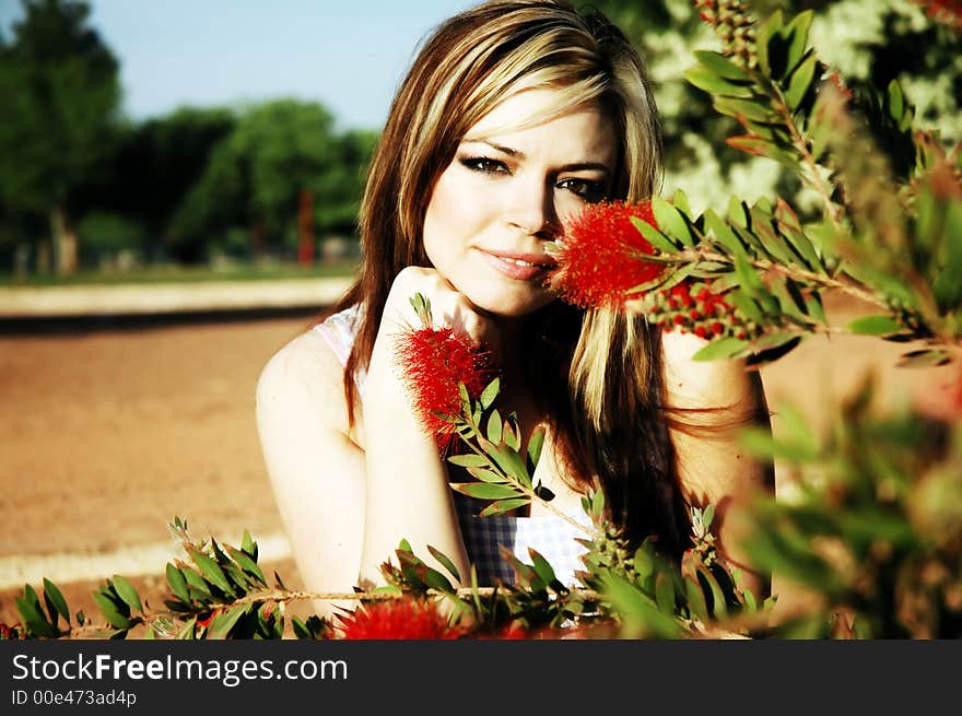 girl is posing in nature. girl is posing in nature