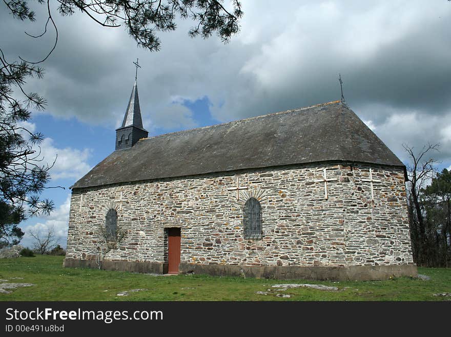 Church in a field