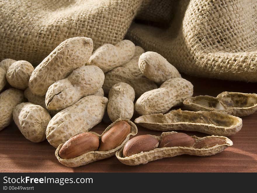 Baked peanuts with shell still life