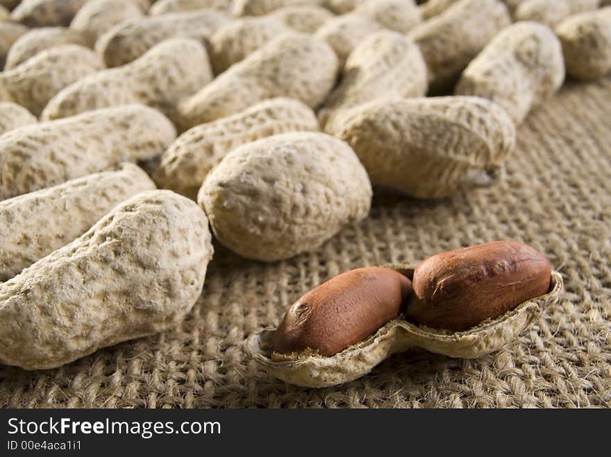 Baked peanuts with shell still life