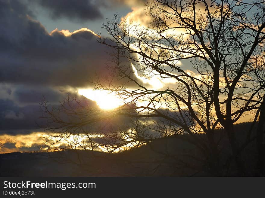 Sunrise in Carpatian mountains