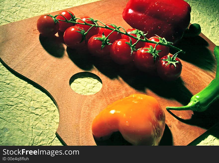 Multi colored vegetable food, still life