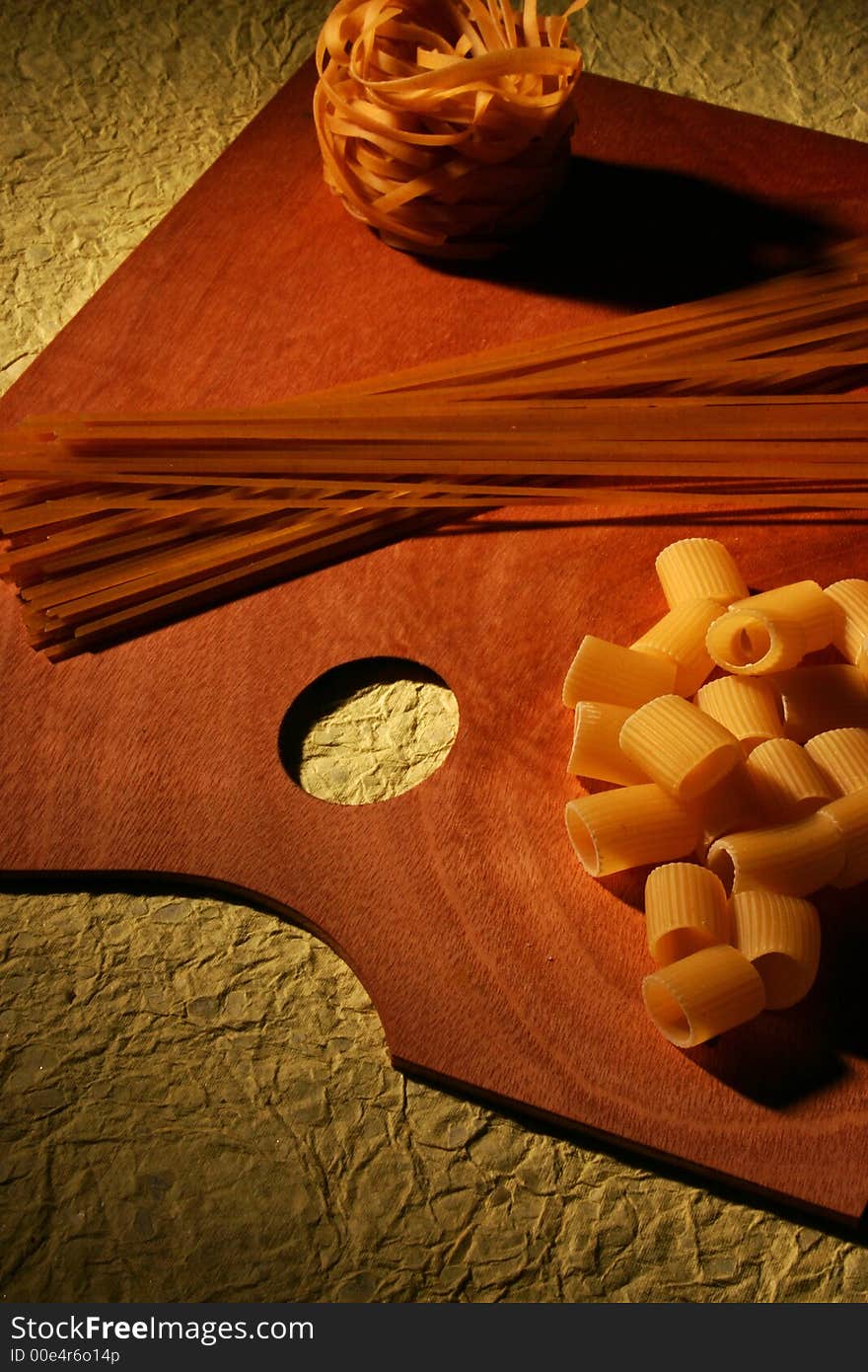 Artistic composition pasta and tomatoes