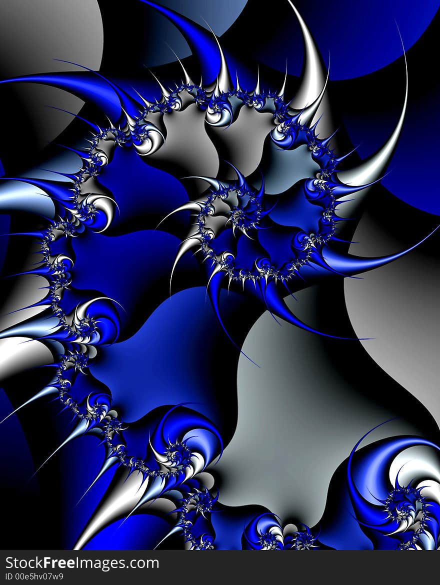 Abstract fractal image resembling spiraled thorns