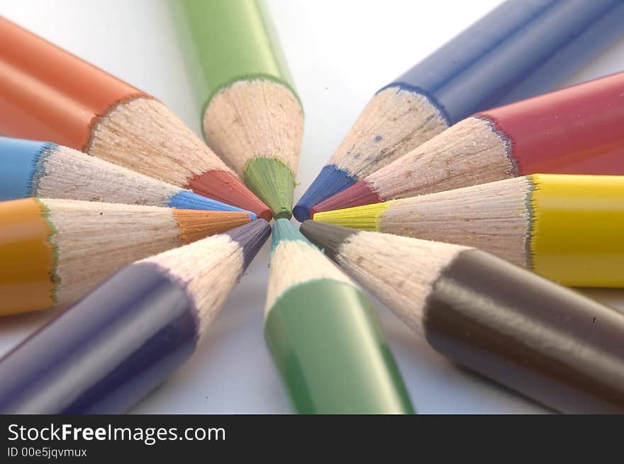 Stack of pencil crayons used for artwork