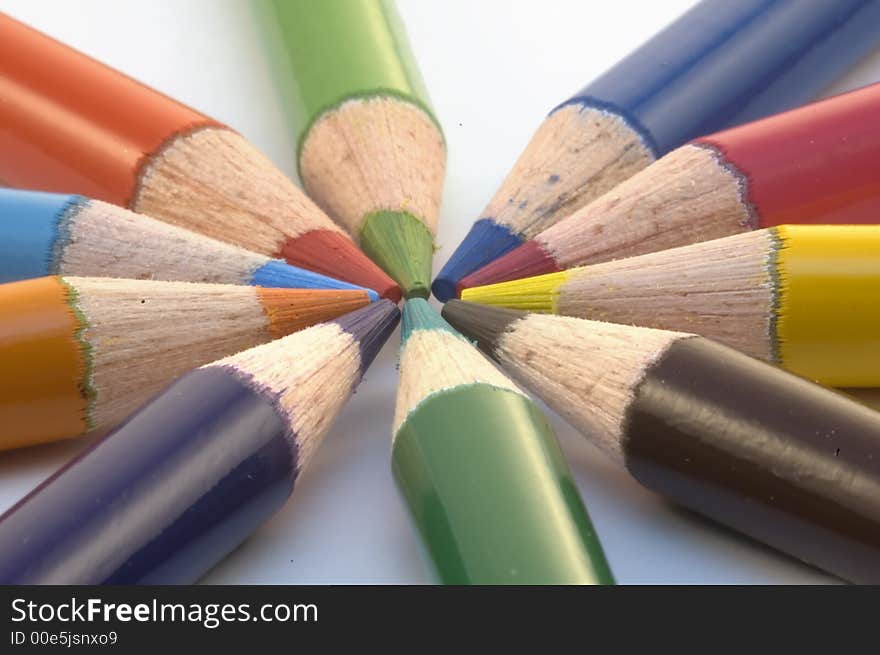 Stack of pencil crayons used for artwork