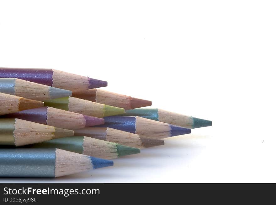 Stack of pencil crayons used for artwork