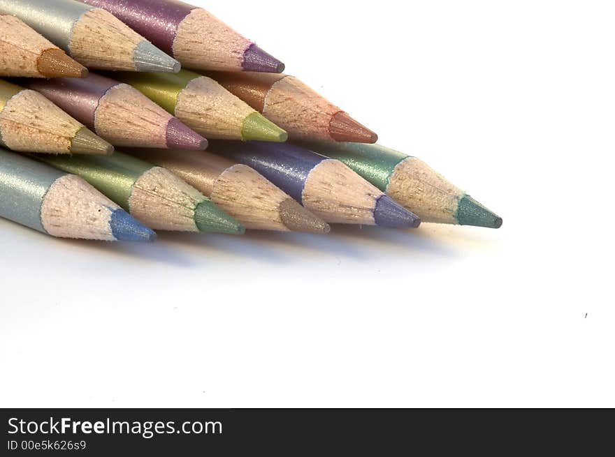 Stack of pencil crayons used for artwork