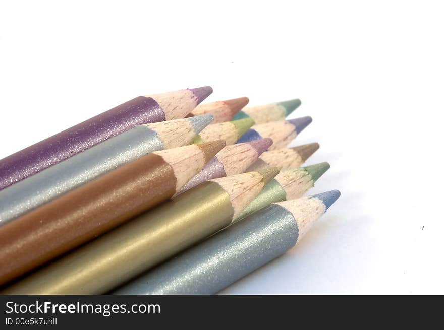 Stack of pencil crayons used for artwork