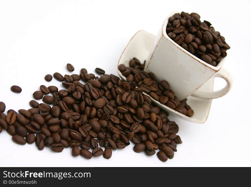 Coffee beans on white background