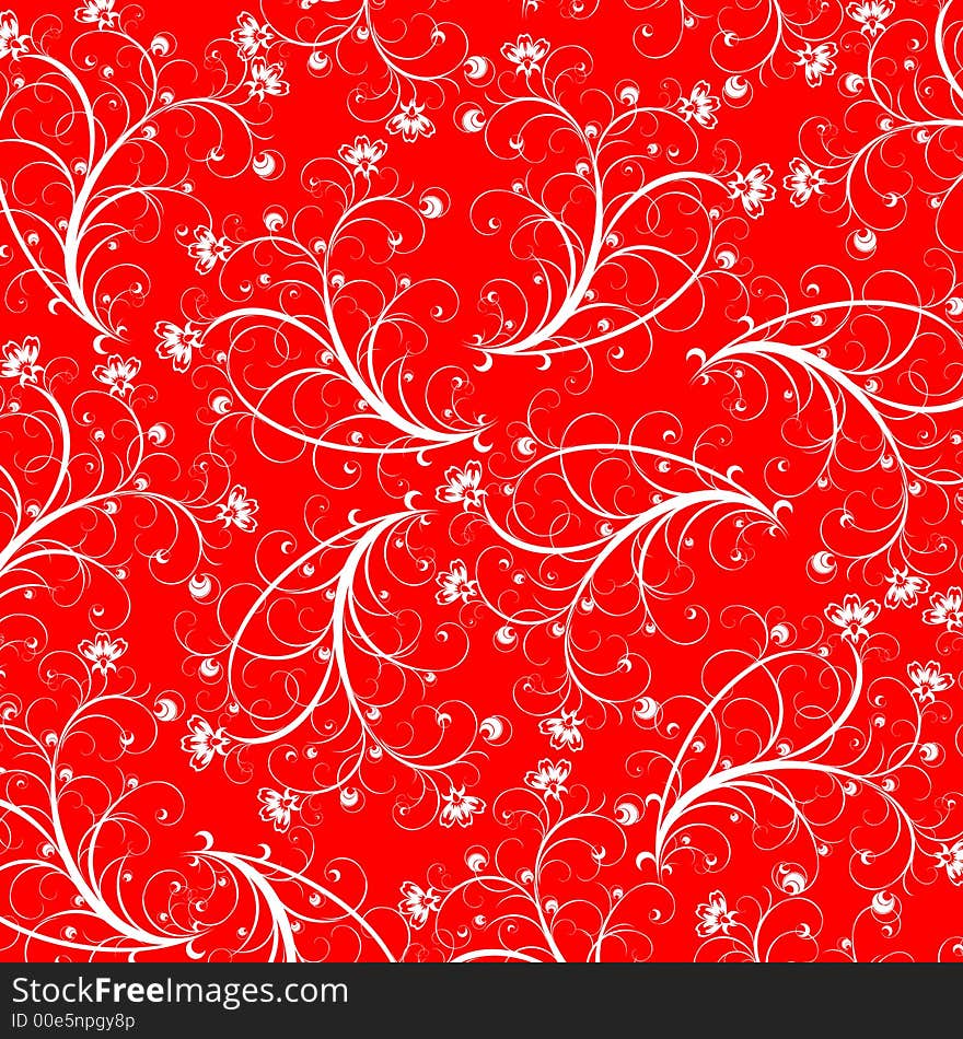 Vector flower ornament on wallpaper. Vector flower ornament on wallpaper