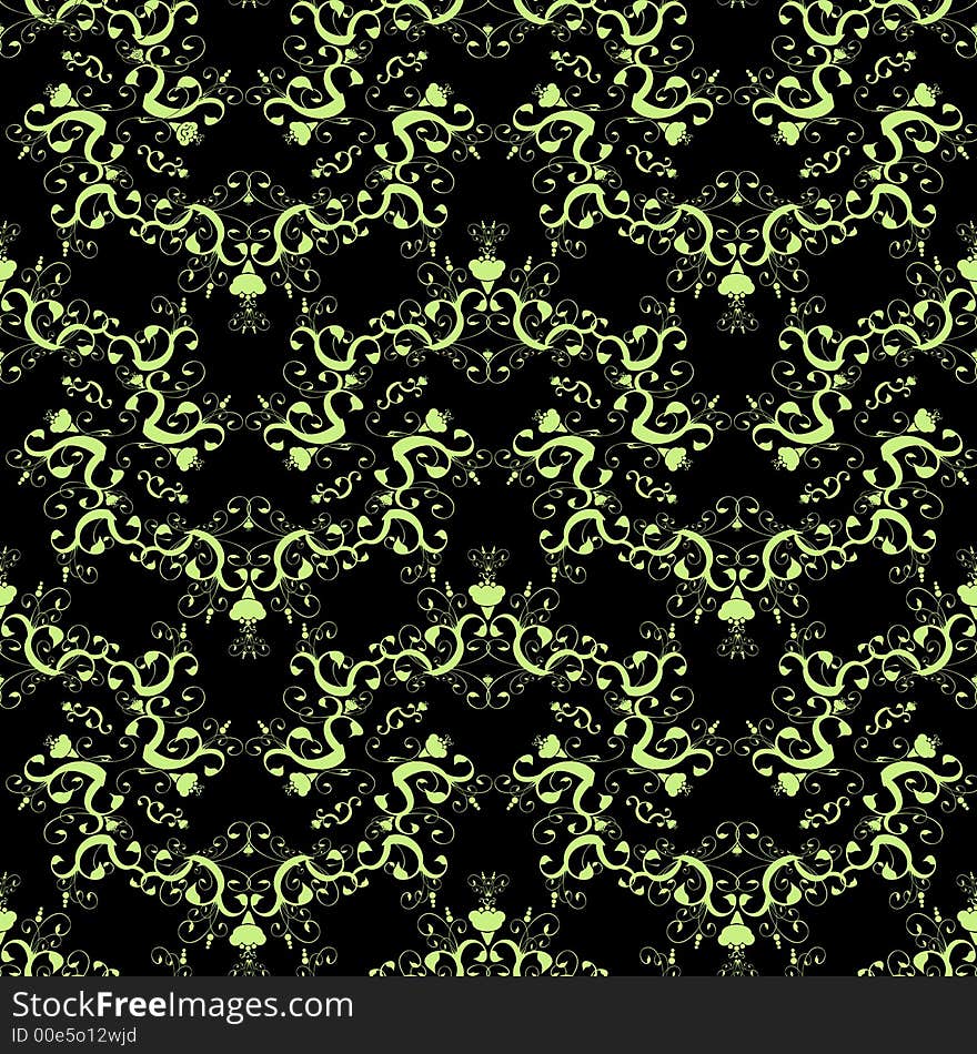 Vector flower ornament on wallpaper. Vector flower ornament on wallpaper