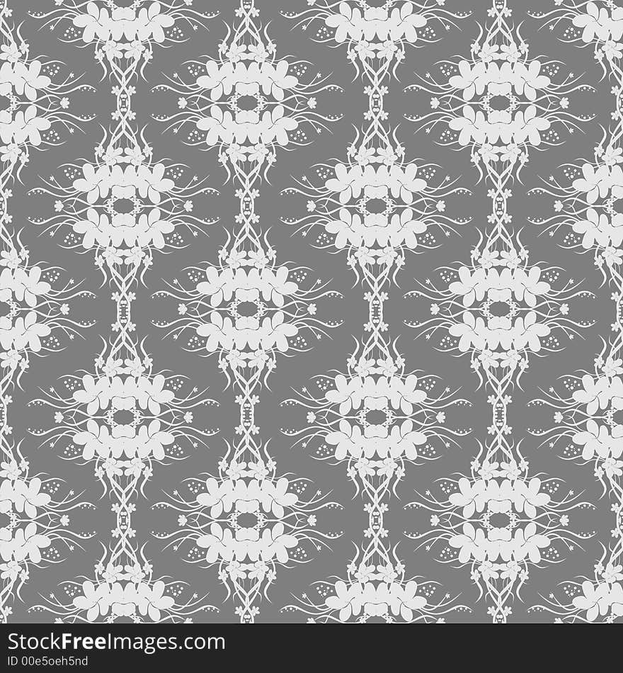 Vector flower ornament on wallpaper. Vector flower ornament on wallpaper