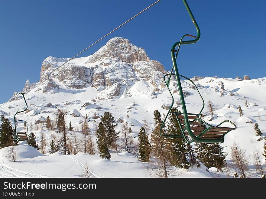 One-man chairlift in Dolomites