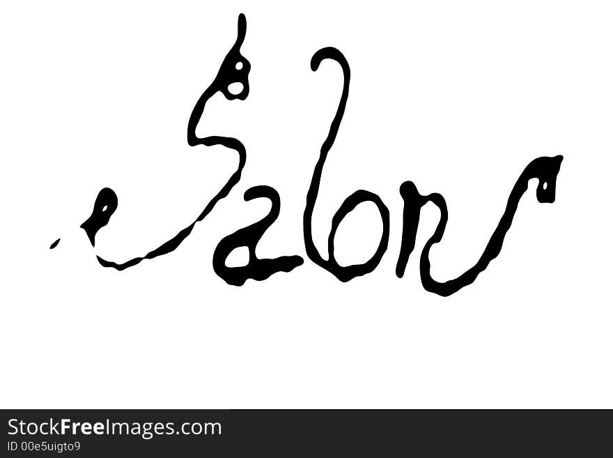 The word salon hand written then manipulated to look as if it was written with nail polish.