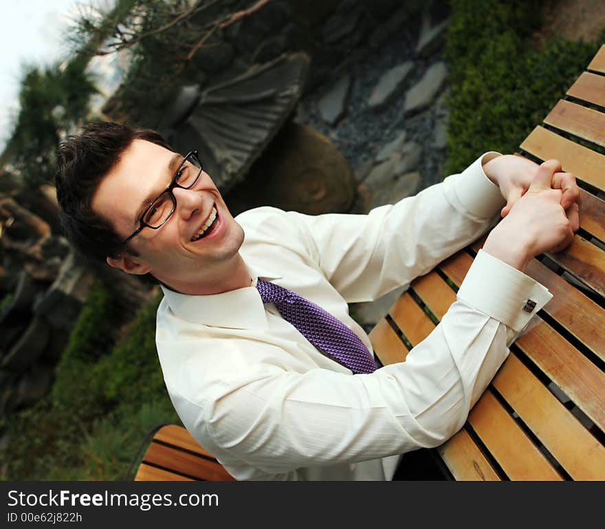 Businessman laughing