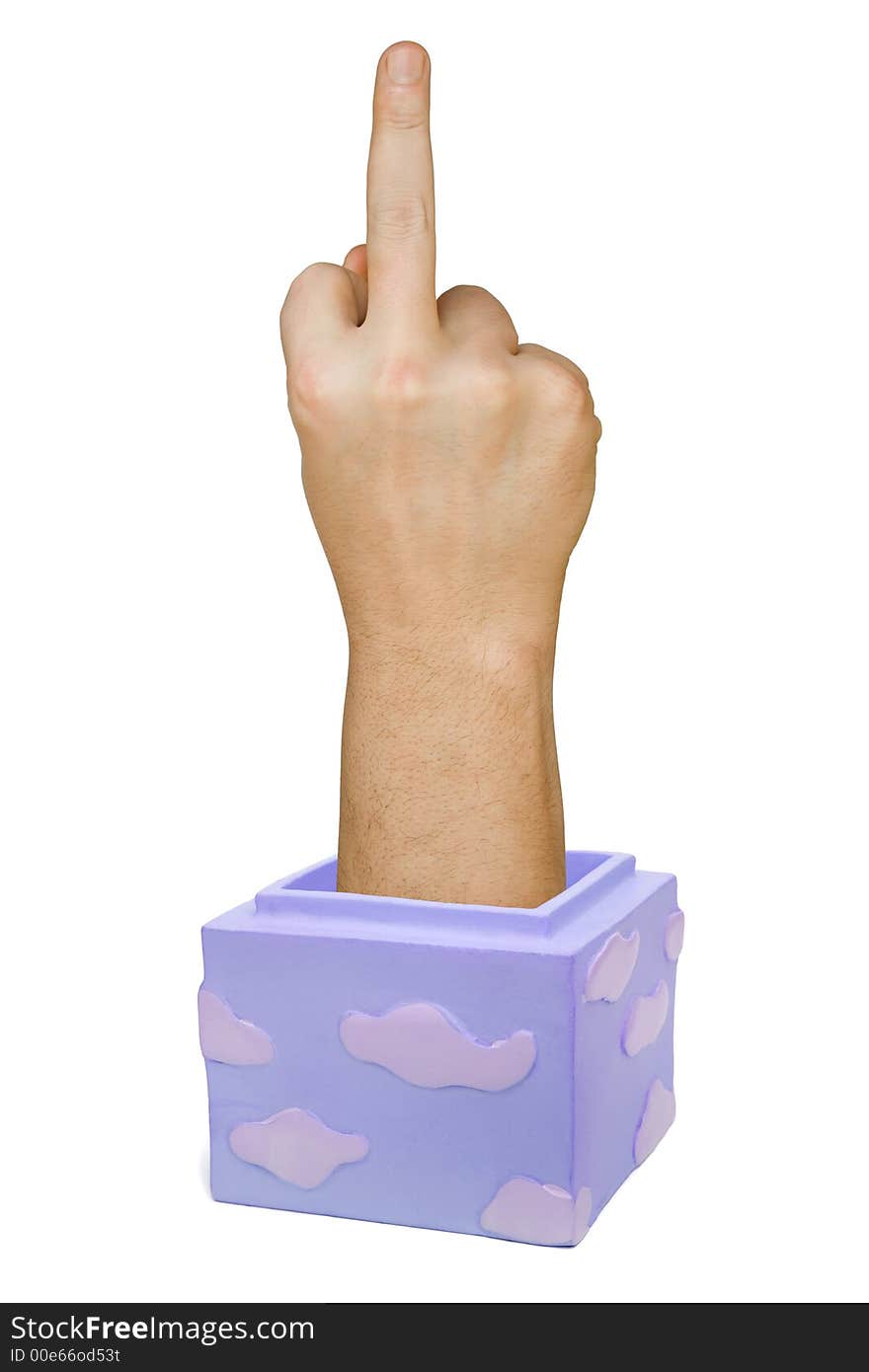 Hand in box (dirty gesture)