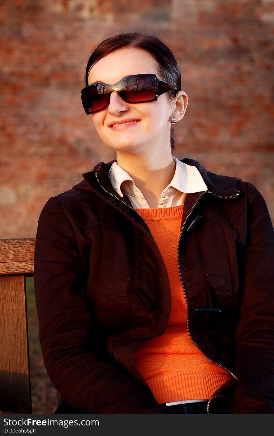 Photo of pretty female in sunshine light. Photo of pretty female in sunshine light.