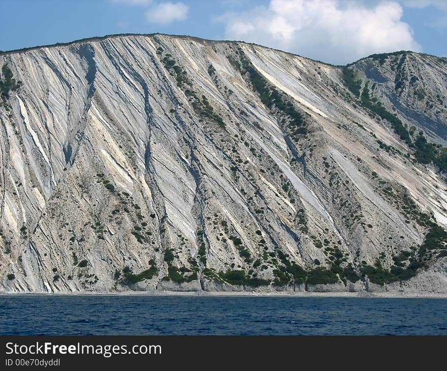 The mountains of Caucasus. Steep coast.