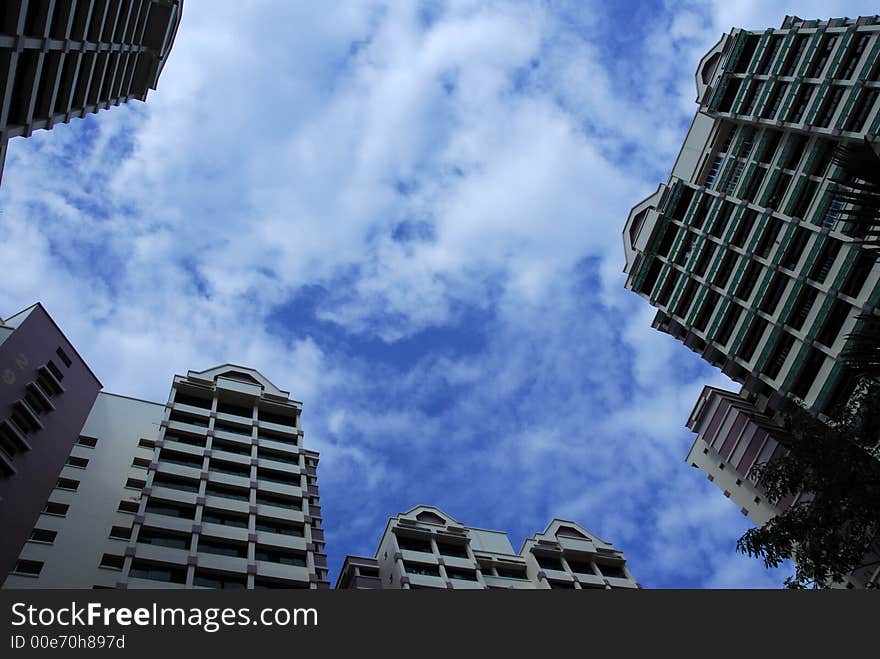 Modern building and skies in the city